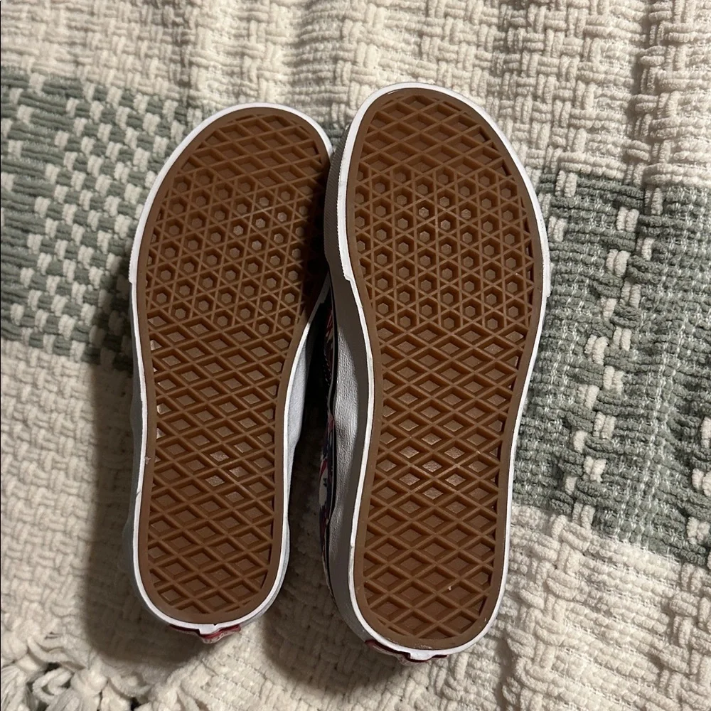 Vans Floral Slip-On Shoes in Red, White, and Blue - Picture 5 of 5